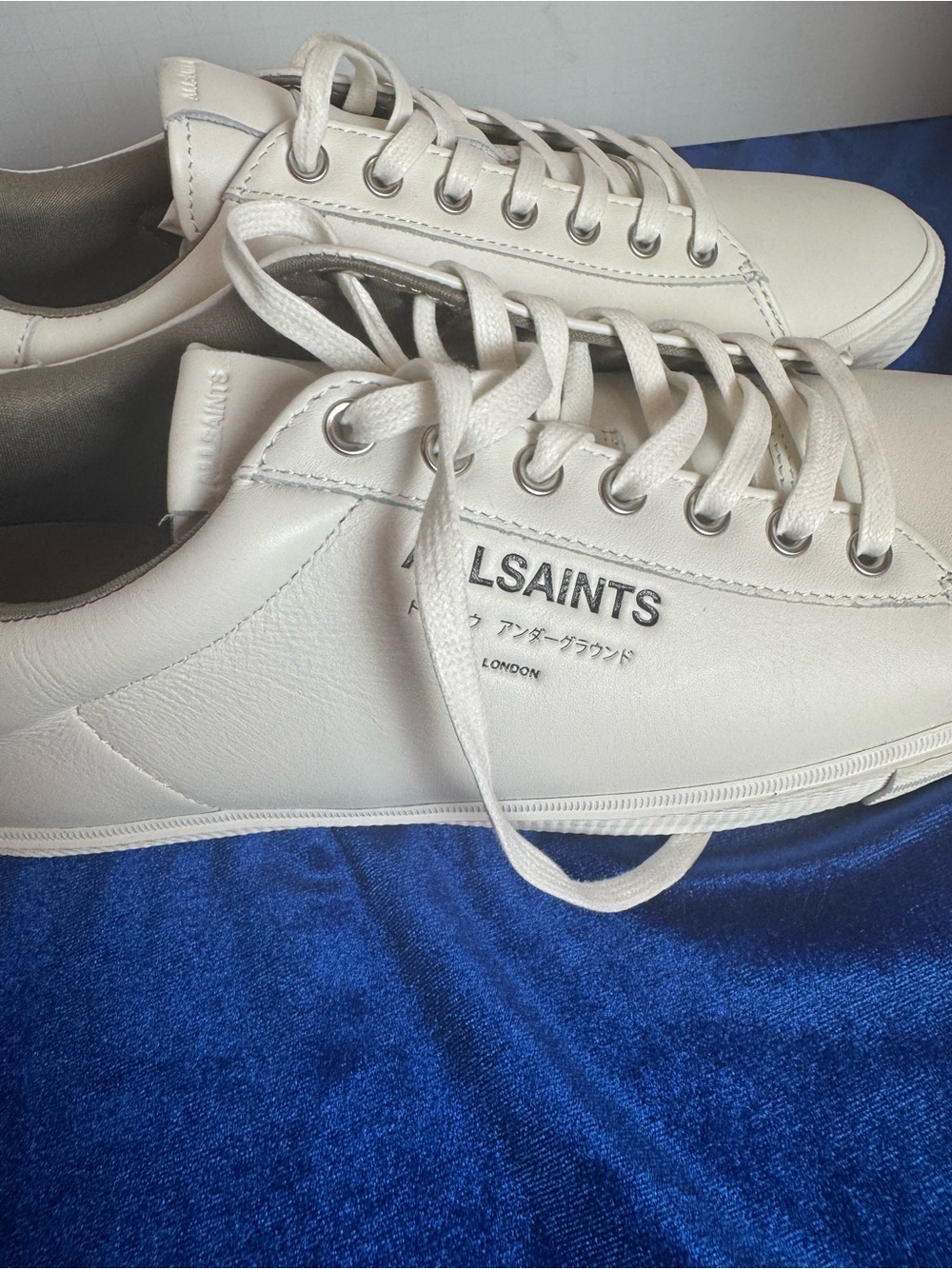 All Saints Men’s White Leather Underground Low-Top Sneakers - Picture 6 of 9